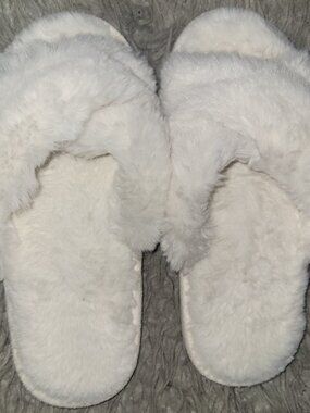 White Furry Slippers